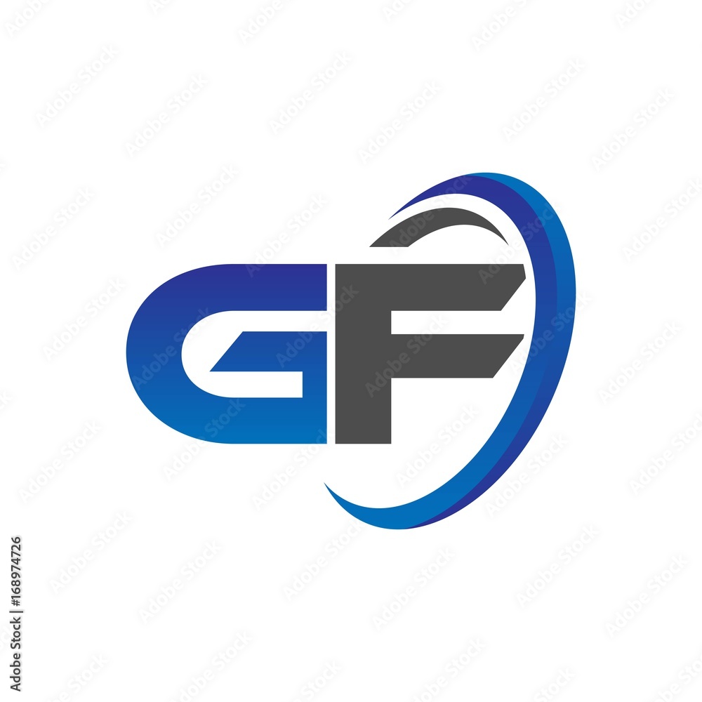 vector modern initial logo letters gf with circle swoosh blue gray vector modern initial logo letters gf with circle swoosh blue gray