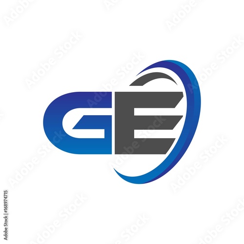 vector modern initial logo letters ge with circle swoosh blue gray