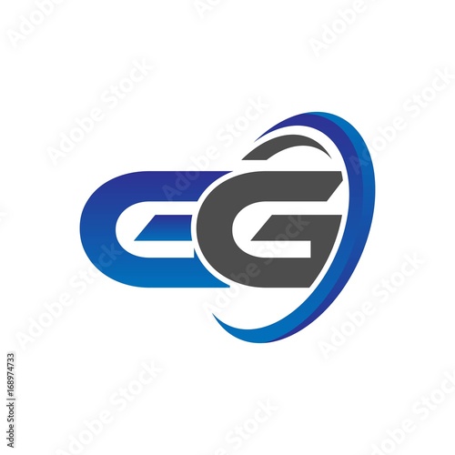 vector modern initial logo letters gg with circle swoosh blue gray