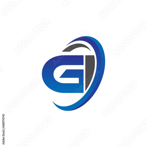 Fotografija vector modern initial logo letters gi with circle swoosh blue gray