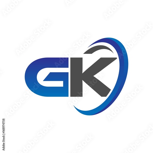 vector modern initial logo letters gk with circle swoosh blue gray