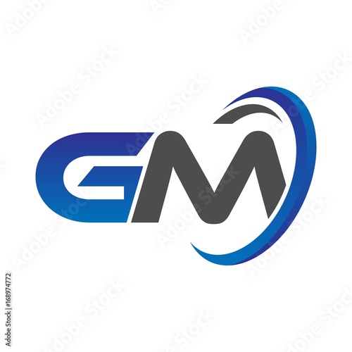vector modern initial logo letters gm with circle swoosh blue gray