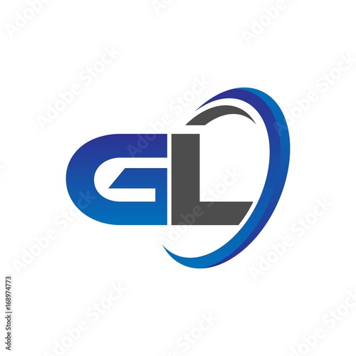 vector modern initial logo letters gl with circle swoosh blue gray