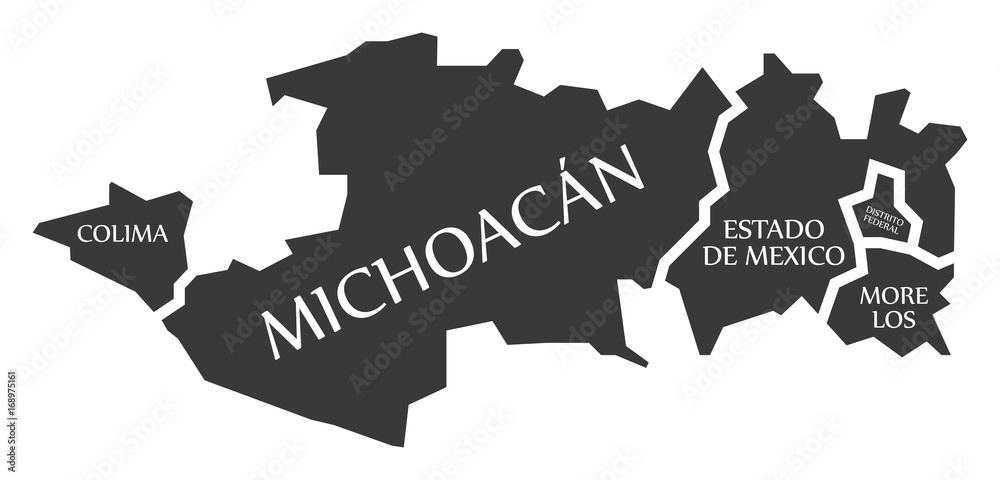 Colima - Michoacan - Estado de Mexico - Distrito Federal - Morelos Map Mexico illustration