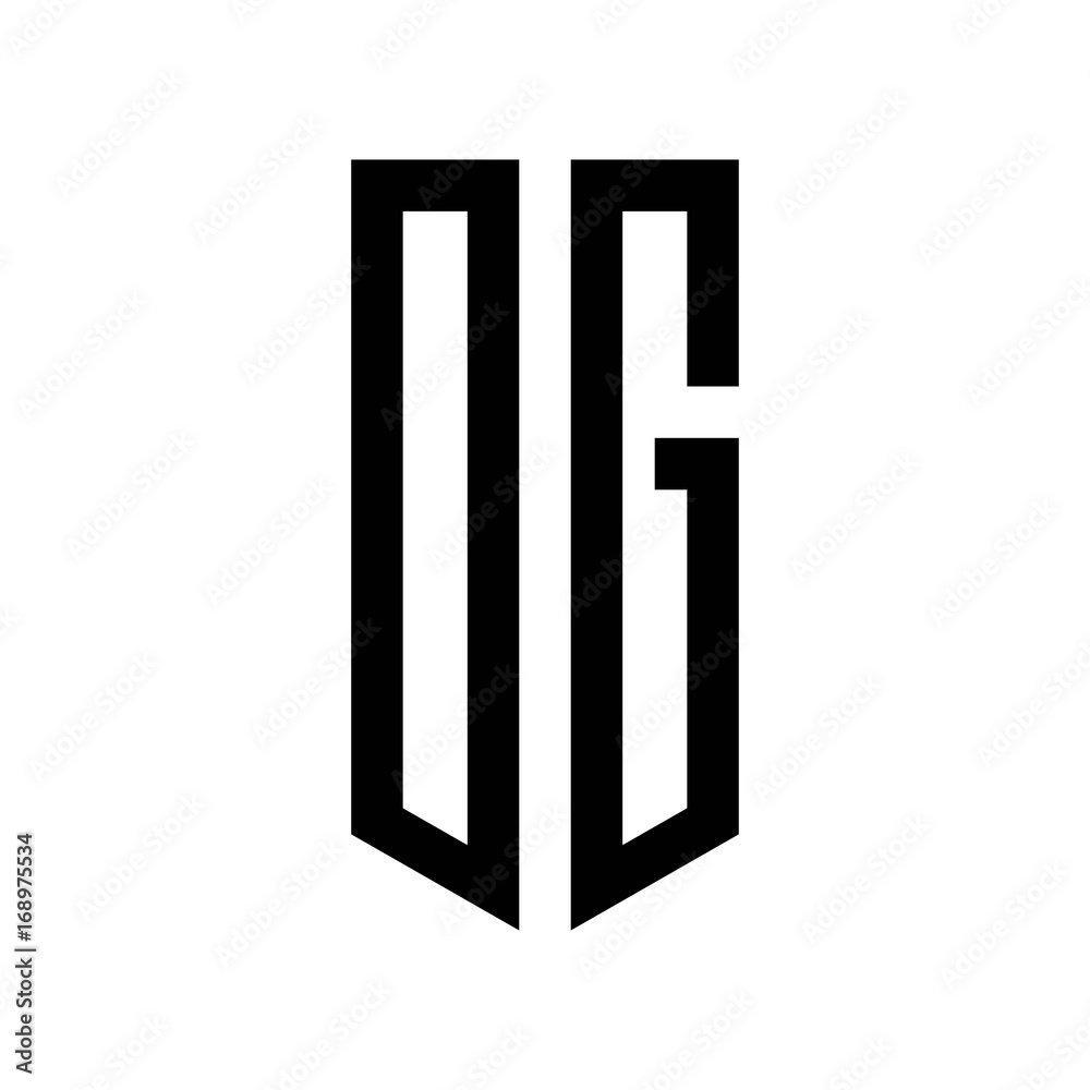 initial letters logo og black monogram pentagon shield shape