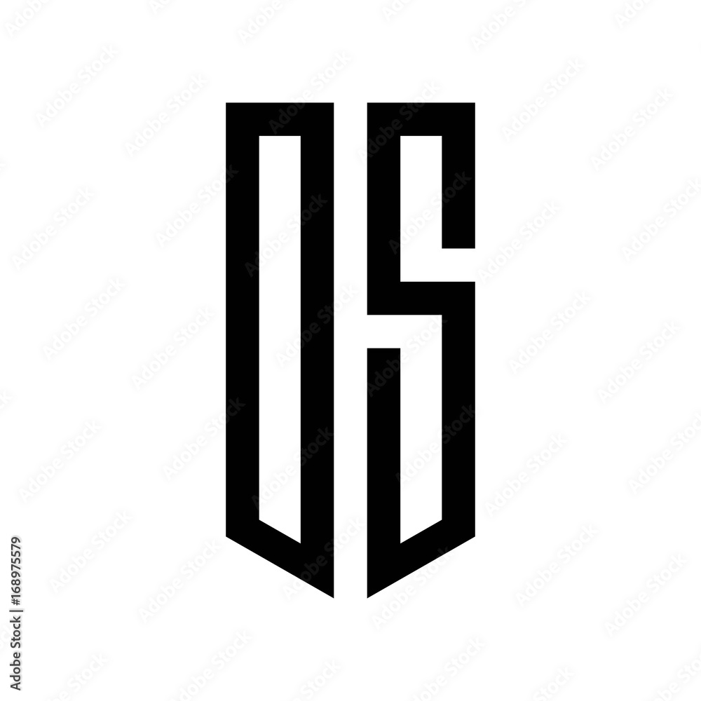 Fototapeta premium initial letters logo os black monogram pentagon shield shape