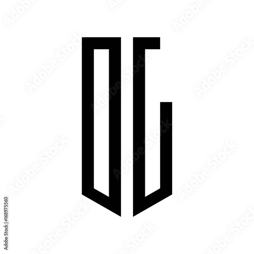 initial letters logo ol black monogram pentagon shield shape