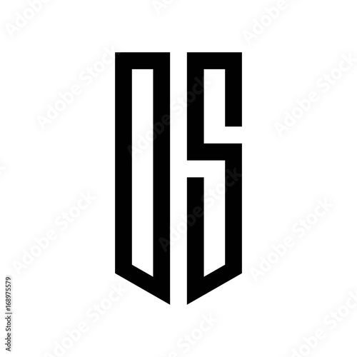 initial letters logo os black monogram pentagon shield shape