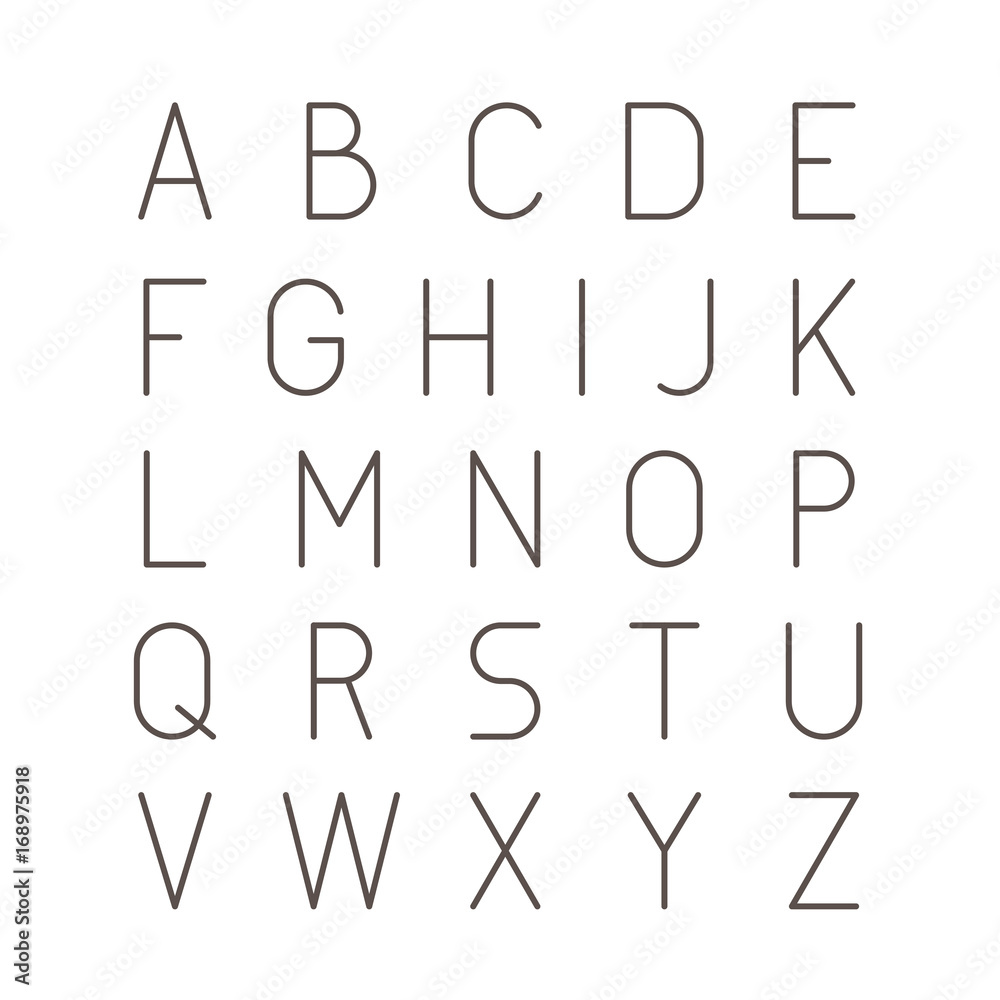 Thin Futuristic Line Stroke Font. Slim Latin English Alphabet Vector Typography on White Background