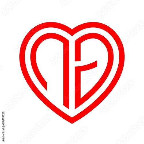 Free Download initial letters logo ng red monogram heart love shape - GFXLoad