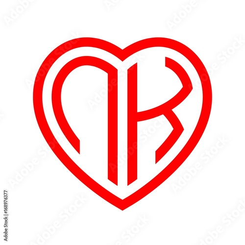 initial letters logo nk red monogram heart love shape