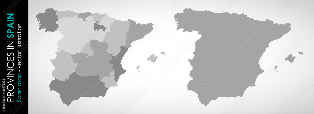 Vector map of Spain and provinces GRAY