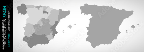 Vector map of Spain and provinces GRAY