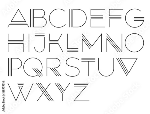 Geometric vector font. Thin trendy letters
