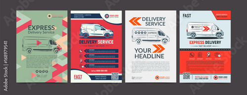Fotografia Set of Express delivery service brochure flyer design layout template