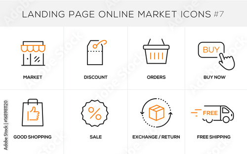 Flat line design concept icons for online shopping, website banner and landing page