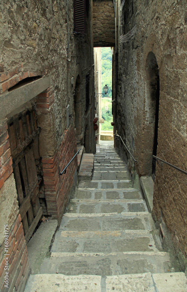 narrow street with old stone steps, Italy narrow street with old stone steps, Italy