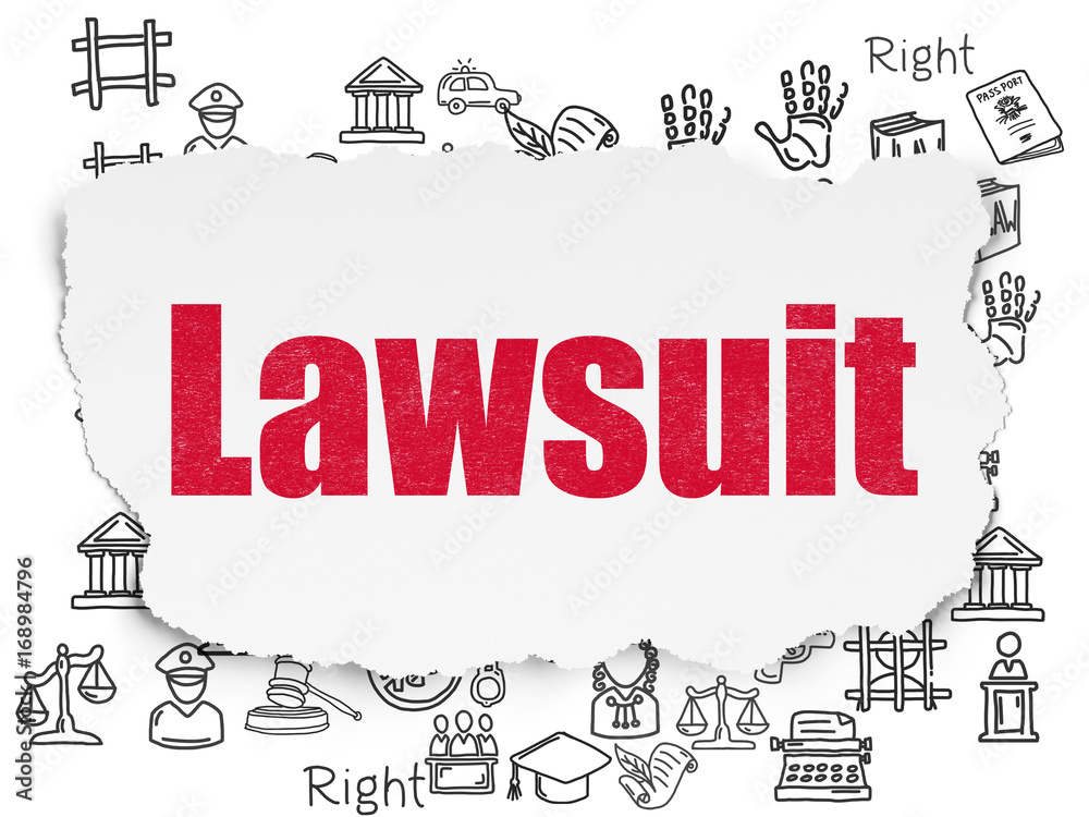 Law concept: Lawsuit on Torn Paper background