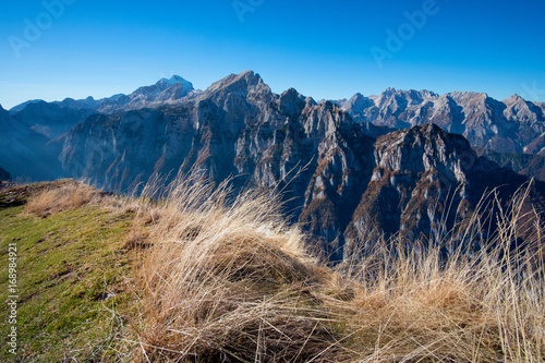 View of Julian alps from Debela Pec mountain. photo