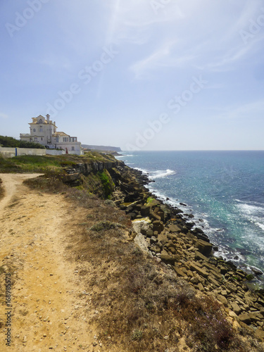 A view from the unstable cliffs near the ocean in Colares region (Sintra, Portugal)
