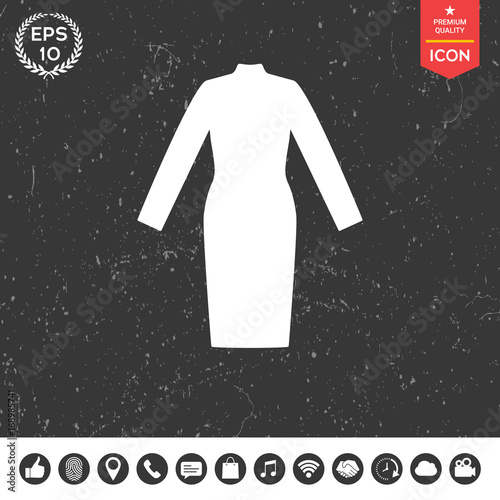 Classic woman dress with long sleeves the silhouette. Menu item in the web design