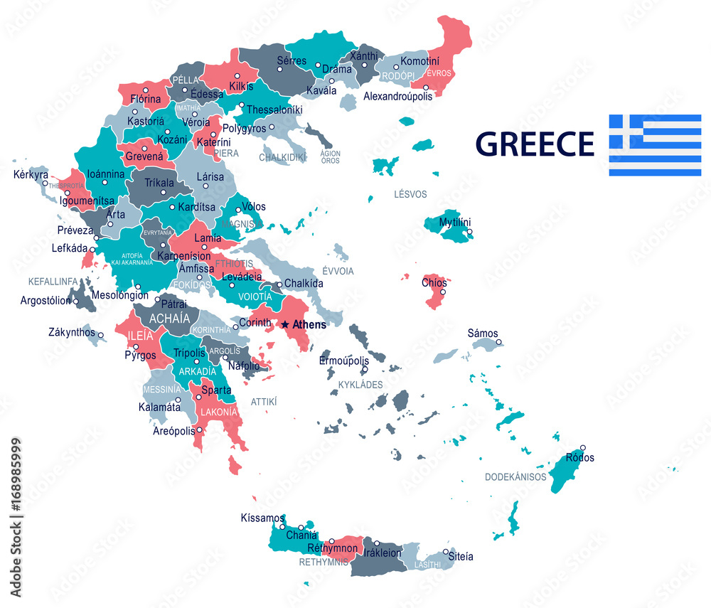 Obraz premium Greece - map and flag illustration