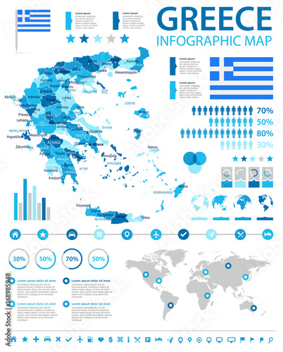 Greece - infographic map and flag - illustration
