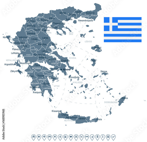 Valokuva Greece - map and flag illustration