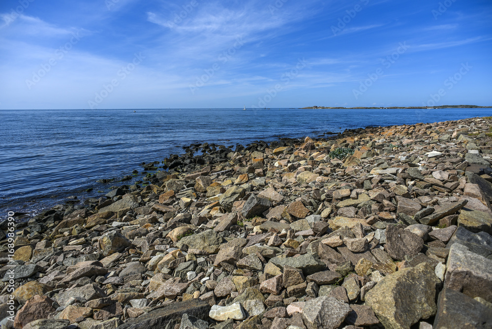 Large stones off the Swedish coast in Varberg.