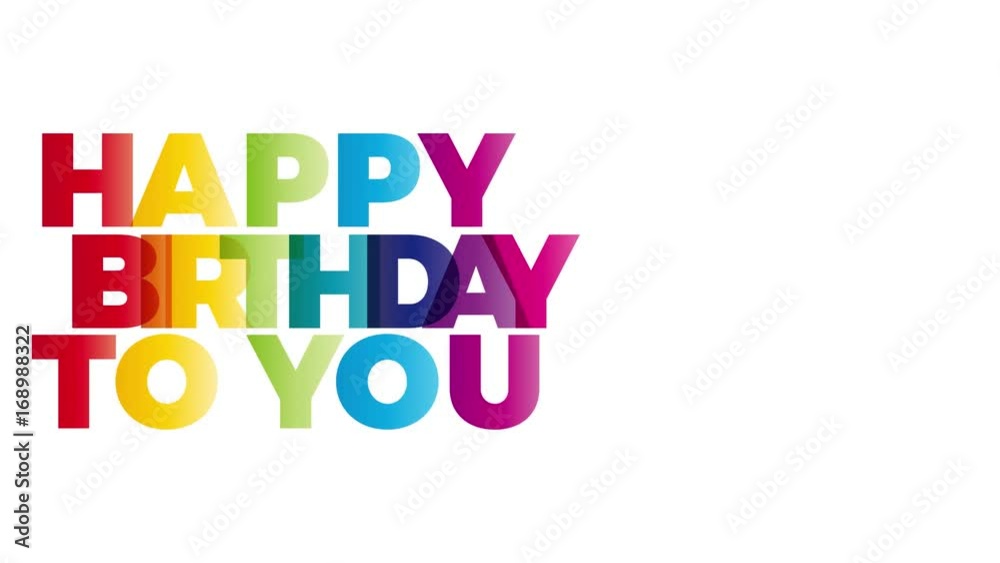 Happy birthday to you. Banner text colored with copy space. Animation in hd 1080 Happy birthday to you. Banner text colored with copy space. Animation in hd 1080