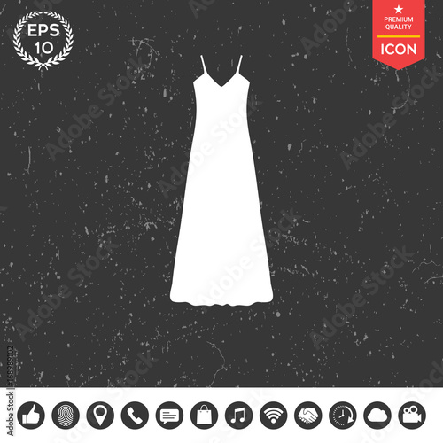 Long Dress, Evening dress, combination or nightie , the silhouette. Menu item in the web design