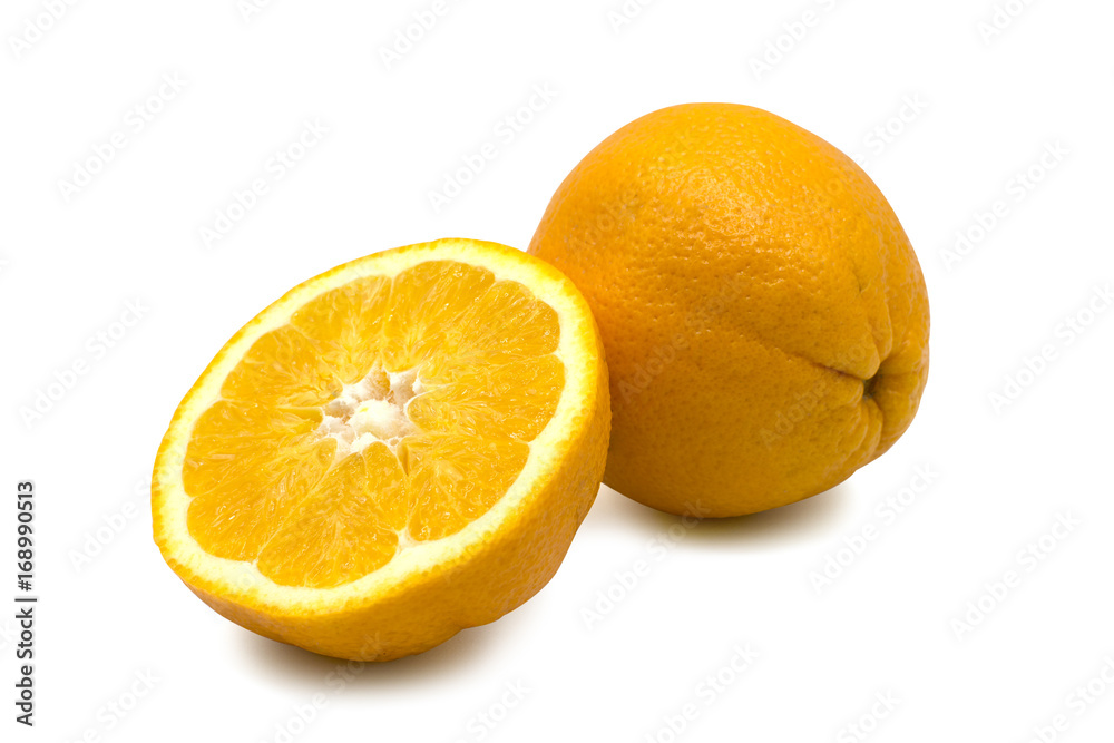 Orange fruit on white background