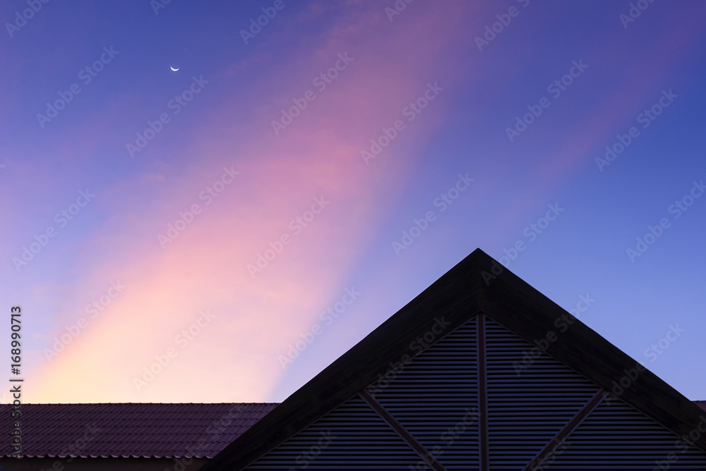 The silhouette scene of the house building with the twilight sky. The silhouette scene of the house building with the twilight sky.