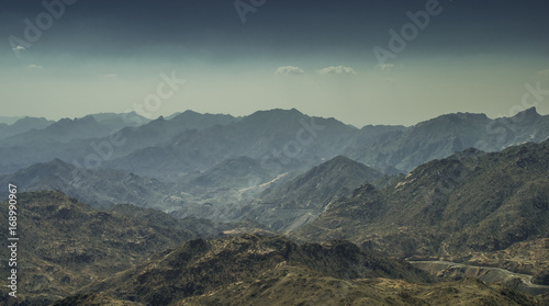 Al Hada Mountain in Taif City, Saudi Arabia with Beautiful View of Mountains photo