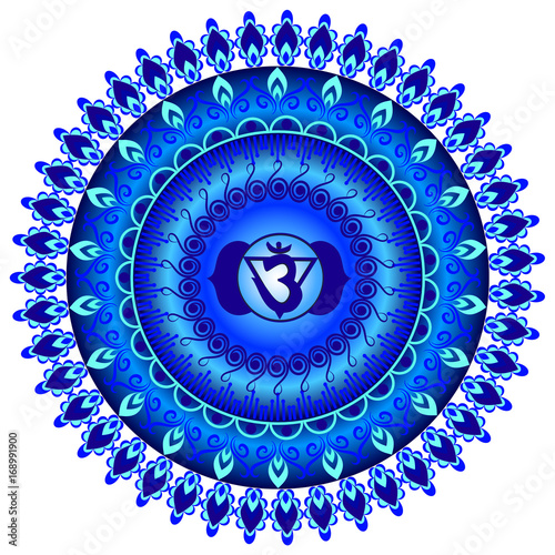 Circle mandala pattern. Ajna chakra vector illustration.