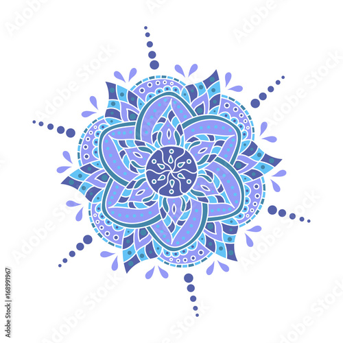 Vector mandala - round ornament. Traditional indian symbol. Islamic, arabic, buddhistic or mystic motif. Colored flower of mandala. Graphic template for your design.