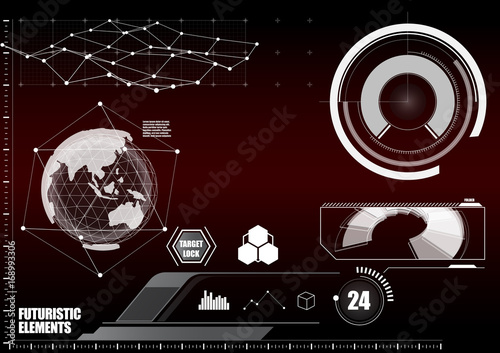 Set of HI Tech Futuristic Elements graphic Vector Illustration