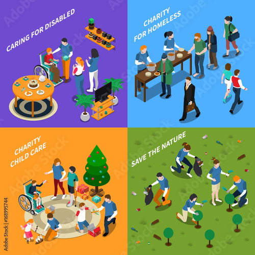 Volunteer Charity People Icon Set © Macrovector