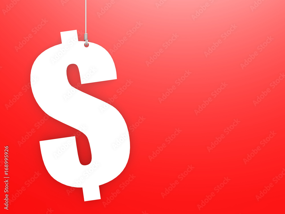 Dollar sign hang with red background Dollar sign hang with red background