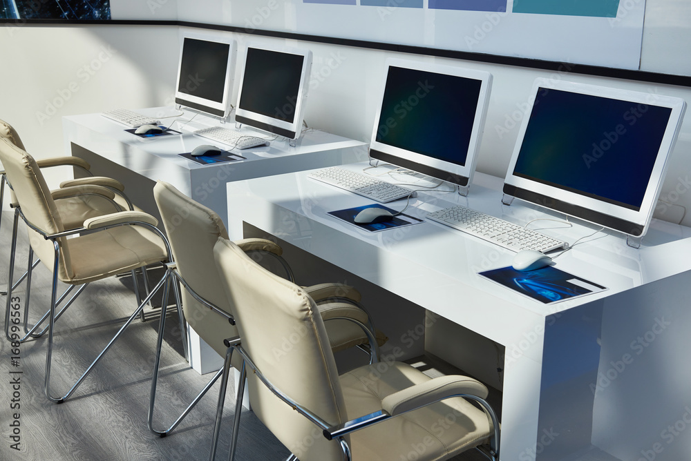 Naklejka premium Workplaces with computers for company employees