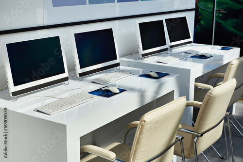 Workplaces with computers for company employees