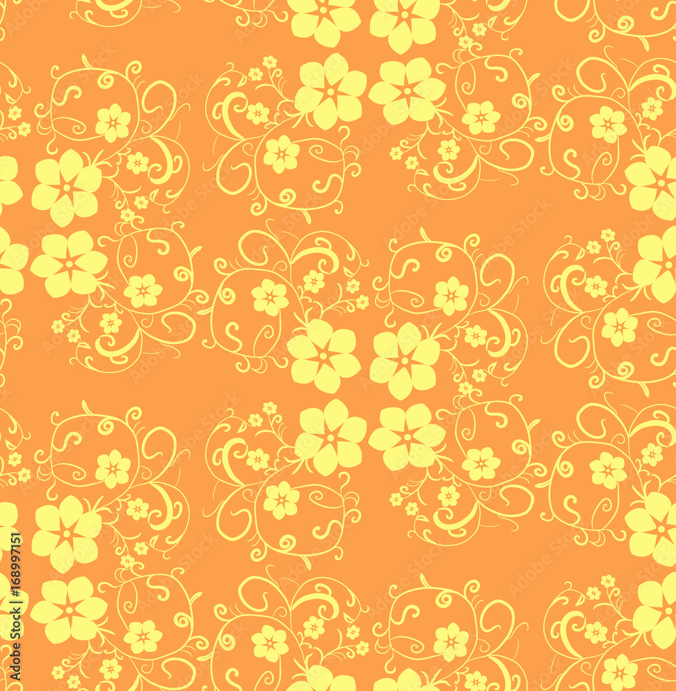 Abstract, floral background, seamless, orange