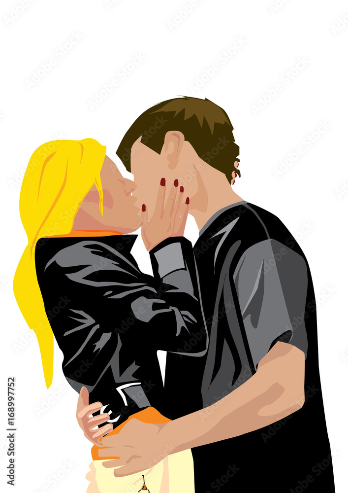 Guy kisses a blonde girl Guy kisses a blonde girl