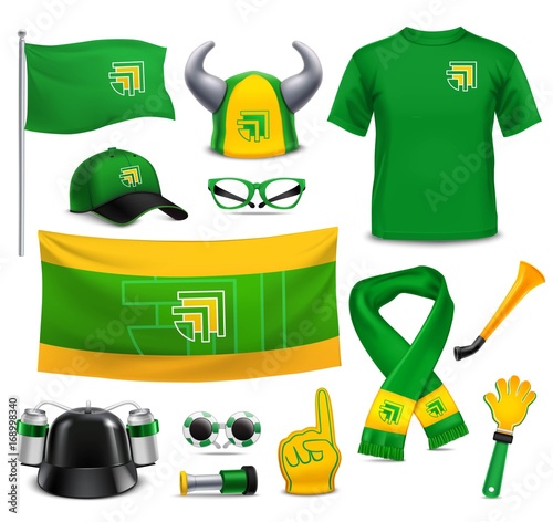 Sport Fans Supporters Realistic Mockup Accessories 