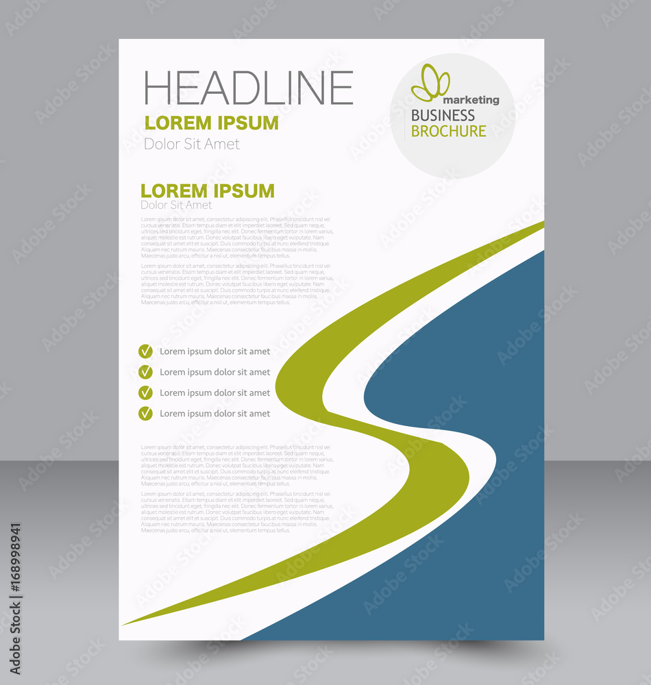 Brochure design. Flyer template. Editable A4 poster for business, education, presentation, website, magazine cover. Blue and green color. Brochure design. Flyer template. Editable A4 poster for business, education, presentation, website, magazine cover. Blue and green color.