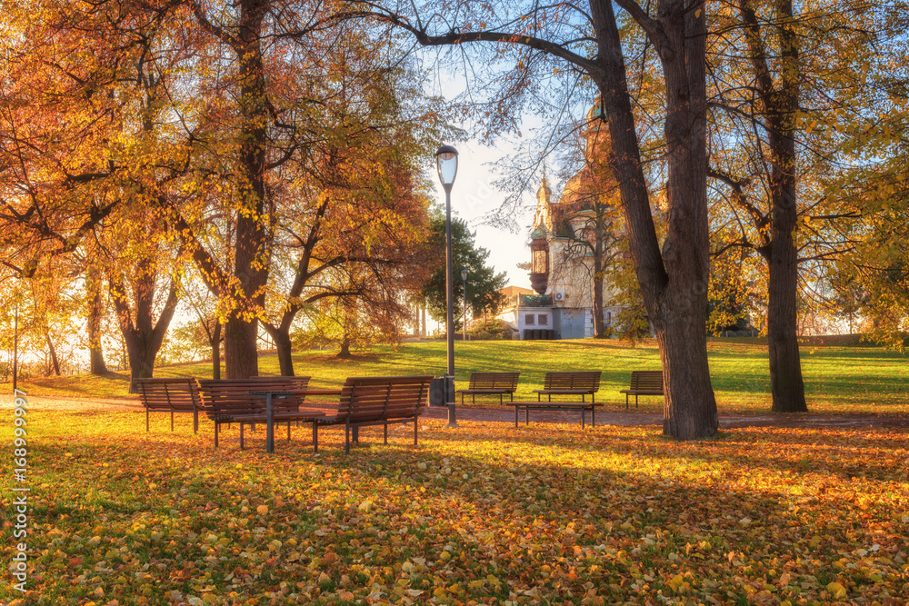 Φωτογραφία Golden autumn in Prague, famous tourist destination Letna park (Letenske sady) i