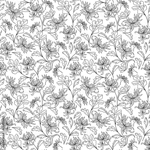 Pattern with abstract flowers. Coloring book page