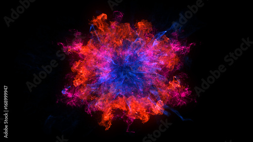 Abstract background with Shockwave explosion on black backdrop. 3d render