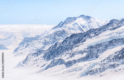Great Aletsch Glacier, Jungfrau, Swiss Alps Snow Mountain Landscape of Switzerland. © PixHound