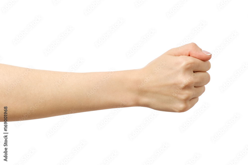 Woman's hand with incorrect fist gesture Woman's hand with incorrect fist gesture